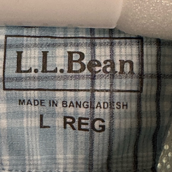 LL Bean Men’s Fishing Button Down Short Sleeve Shirt Vented Nylon Pockets Large - Picture 5 of 7